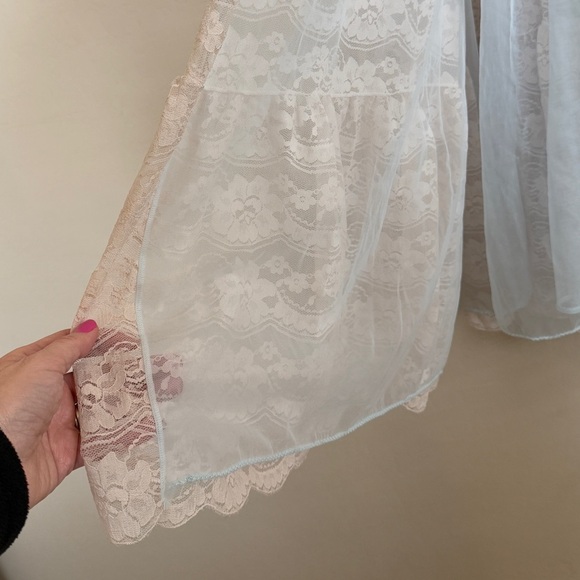 Intime of California Vintage Lace Chiffon Long Peignoir Robe Nightgown Small - Picture 9 of 13